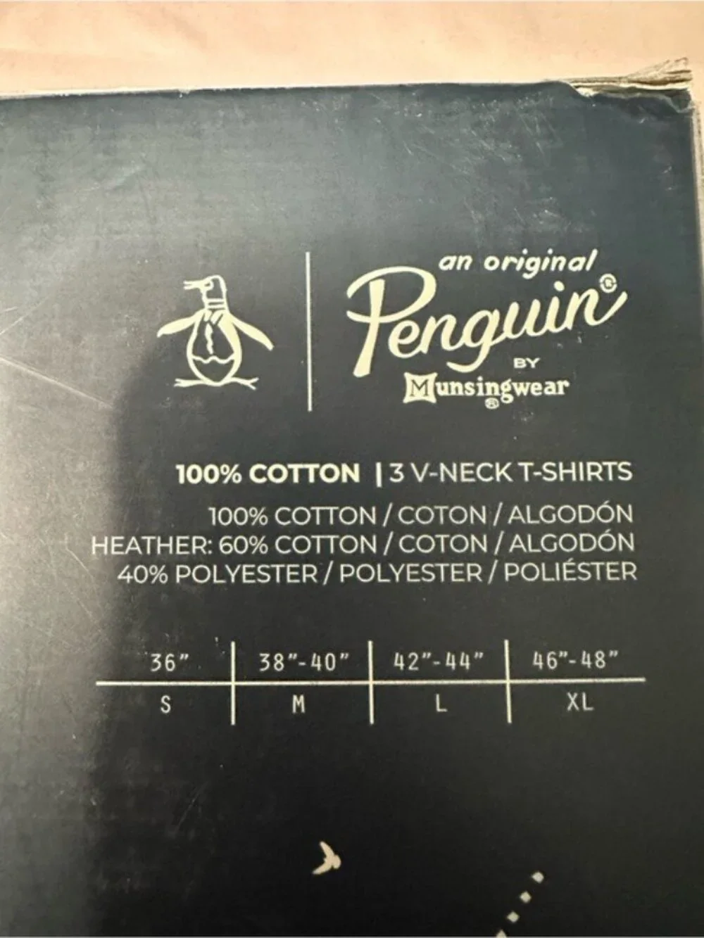 Original Penguin Munsingwear Men’s White V-Neck T-Shirts 3 Pack Size L 42-44